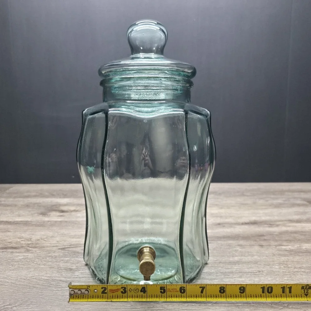 Antique Glass Pitcher Dispenser W/Brass Spout - 15